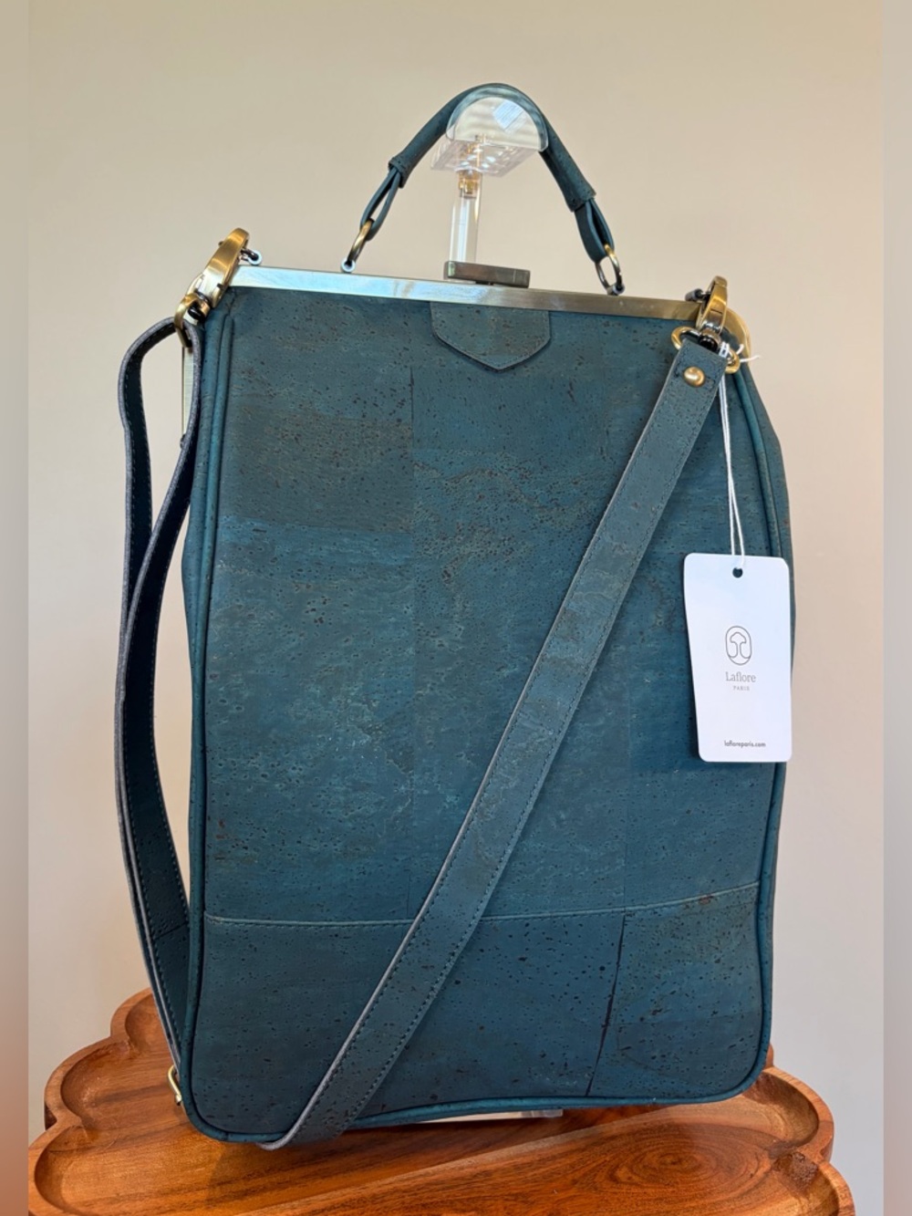 Bobobark La Flore Paris Premium Cork Emerald Green Convertible Backpack EUC - Picture 15 of 16
